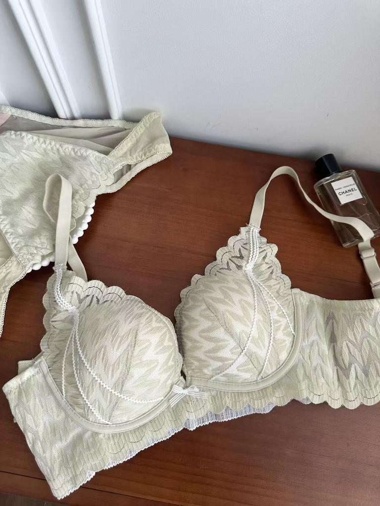 French pure lace sexy women without steel ring, double breasts, anti-sagging bra cover set burst