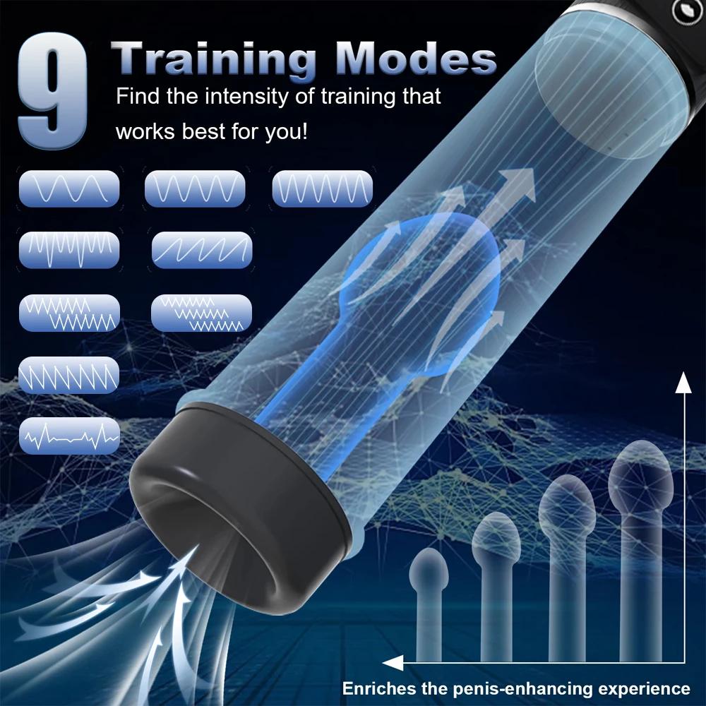 Electric Penis Pump Adult Male Sex Toys Dick Enlarger With 9 Suction Intensities Male Masturbators With Penis Enlargement Tool