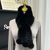 Korean Real Rex Rabbit Fur Whole Leather Woven Scarf Double-sided Thickened Warm Scarf Cute Ball Fur Collar Children