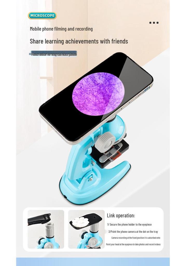1200x HD Kids' Microscope Science Set - STEM Biology Educational Toy for Primary Students