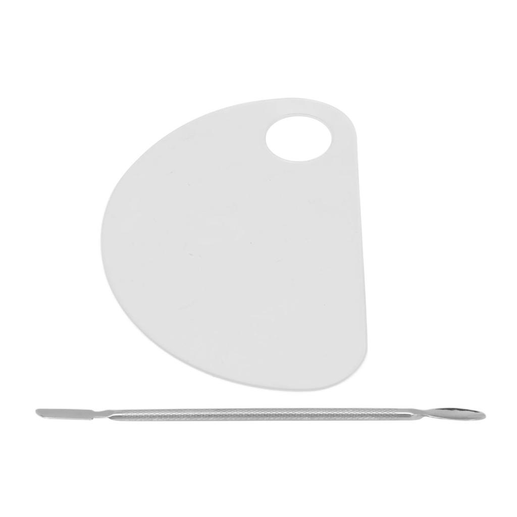 Nail Art Mixing Palette with Spatula Thumb Hole Acrylic Semi Circular Shape Clear Makeup Mixing