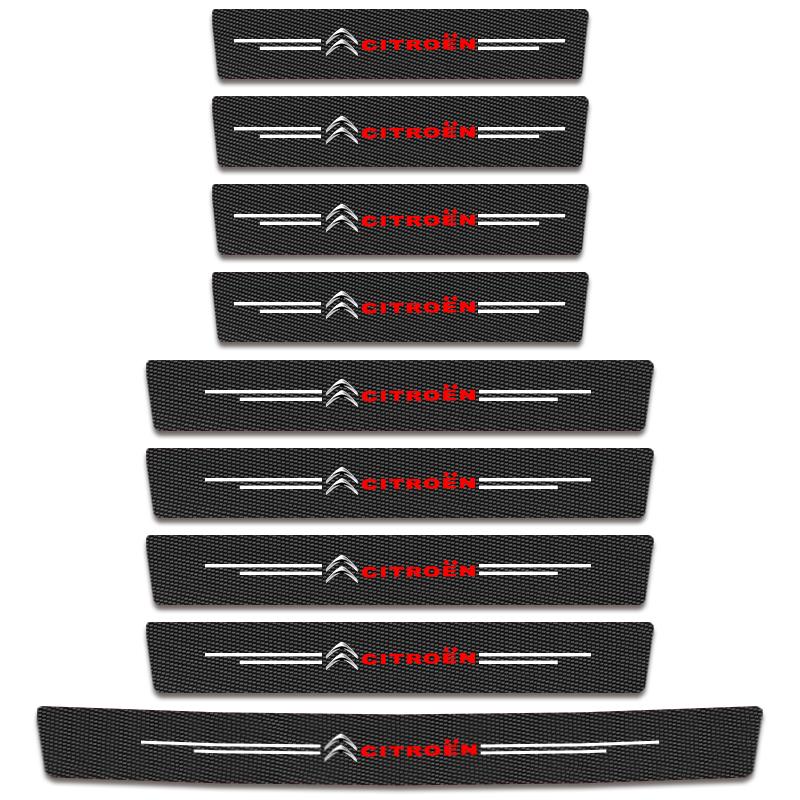 4Pcs Carbon Fiber Car Door Sill Plate Protectors Stickers For Citroen C1 C2 C3 C4 C5 C6 C8 Picasso Cactus Vts Aircross C-Elysee