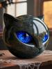 Resin Cat Head Stone Decorative Art Statue Cat Stone Statute for Halloween Bedroom Bookshelf Decoration
