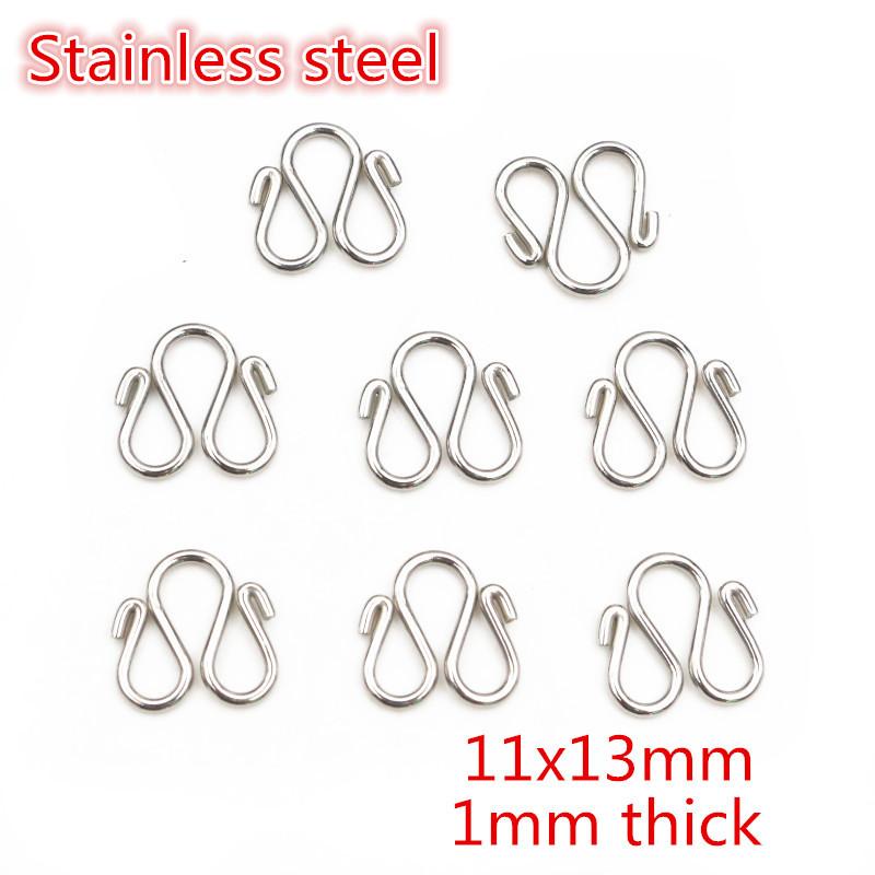 30Pcs Stainless Steel Gold Color W Shape End Clasps Hooks Chain Connectors For Bracelet Necklace DIY Jewelry Making Supplies