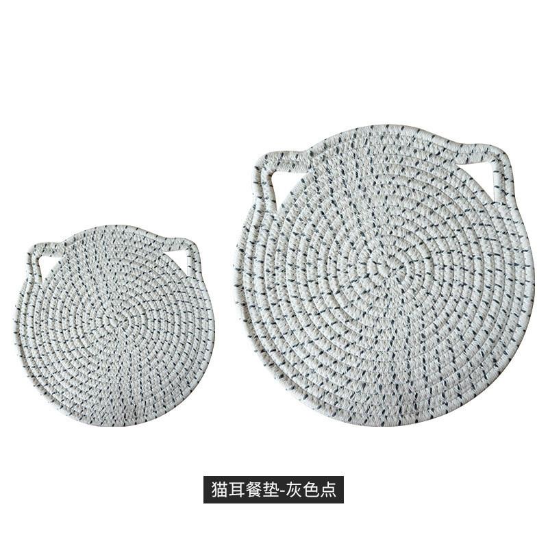 

1 шт. хлопчатобумажная подставка под стакан в форме мультяшных кошачьих ушей, подвесная подставка для столовых приборов, коврик для тарелок, кухонная изоляционная подкладка 18cm