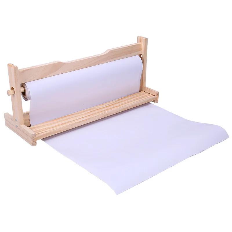 

Wooden Paper Roll Dispenser Art with Paper Roll Craft Paper Roll Holder Tabletop Easel for Kids Suitable for Drawing