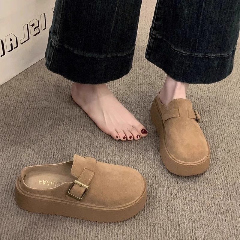

Retro thick-soled Birkenstock bag head half slippers women s 2025 spring and summer new height-increasing outer wear lazy people pedal Birkenstoc 35