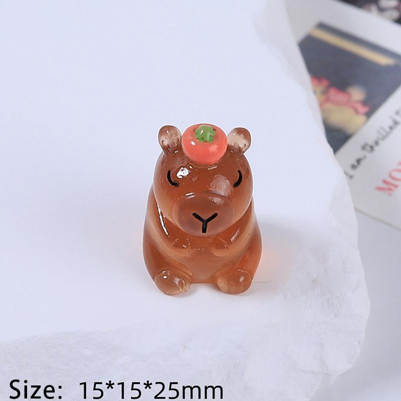 Luminous Mini Capybara Resin Miniature Figurine Glow At Night Fairy Garden Decoration Diy Ornament Cute Desk Decoration