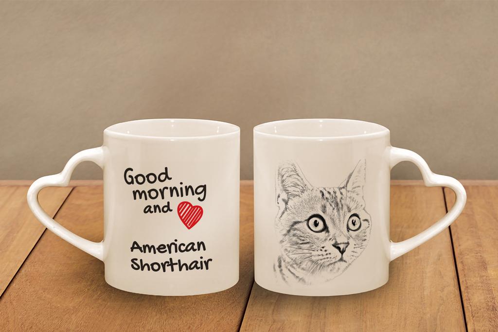 American Shorthair - Cat Mug, Adorable Heart-shaped Handle Mug, Universal Gift from Art-Dog Brand