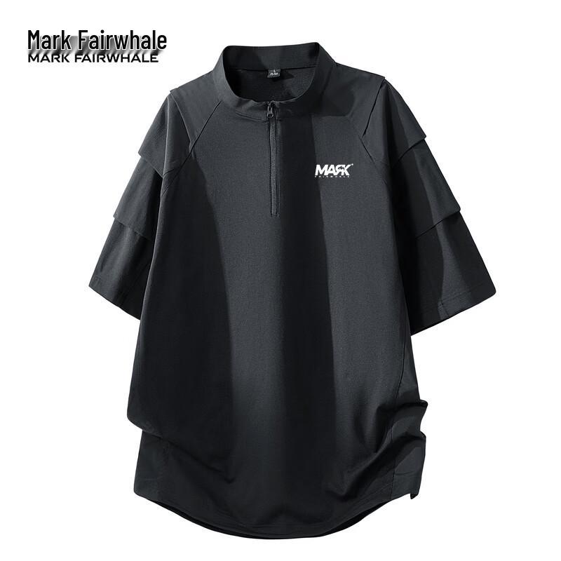 MARK FAIRWHALE Men s Half-Zip Short Sleeve T-Shirt 2XL