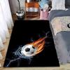 Fiery Soccer Ball Print Carpet with Water Splash Design, Black Background Suitable for Use As an Anti-slip for Living Room Bedroom Sofas