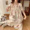 Women's Plus Size Ice Silk Nightdress - Summer Over-the-Knee, High-End, Loose Fit, Thin Section for Sizes Up To 300 Jin