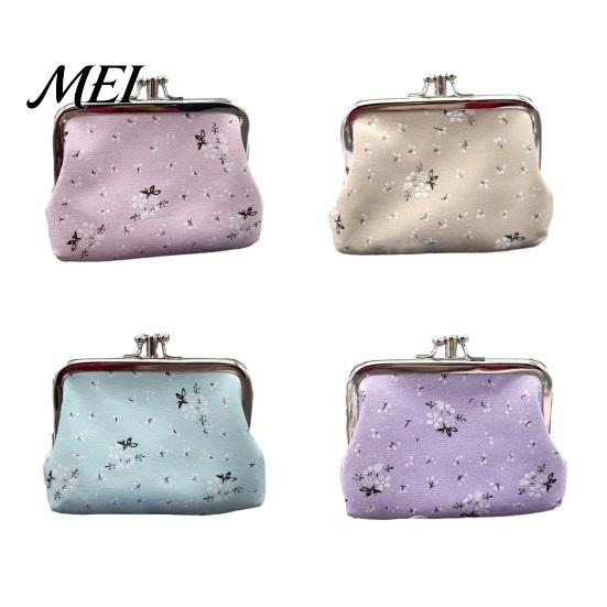 Versatile Small Wallet Floral Canvas Coin Purse, Women Change Purse with 2 Compartments, Kiss Lock Closure Pouch for Cash Coins Cards Durable