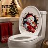 Removable Winter Themed Wall Art Christmas Toilet Decals, 3D Snowman Cover Sticker, Waterproof Funny Bathroom Seat Decor Sticker for Holiday Home Lid