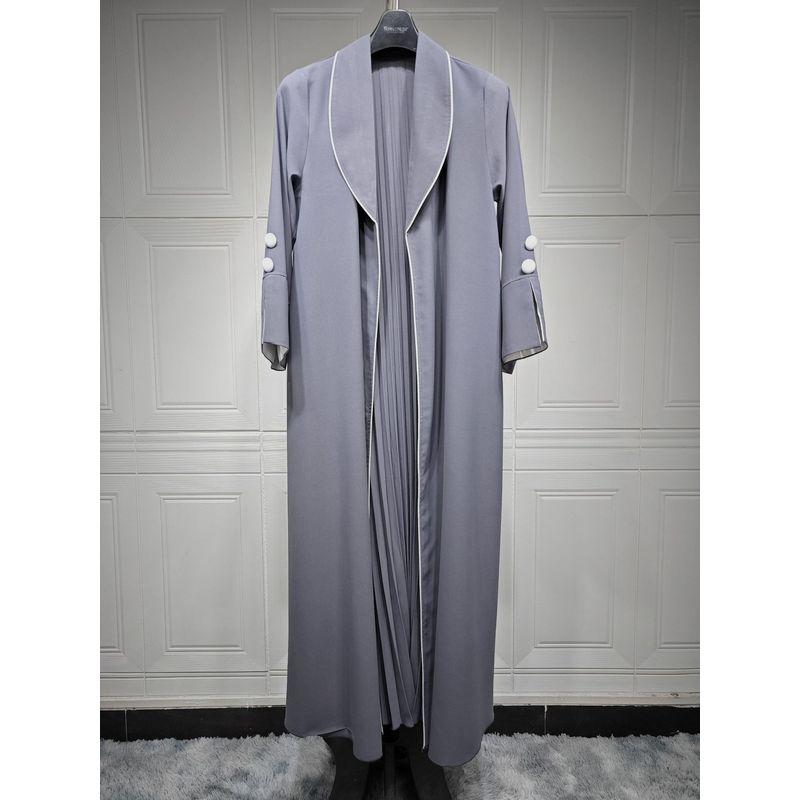 Indonesia Middle East Turkey Cross-Border Cardigan Long Female Dress Fall and Winter Fashion Dubai Elegance Ruched Robe Robe