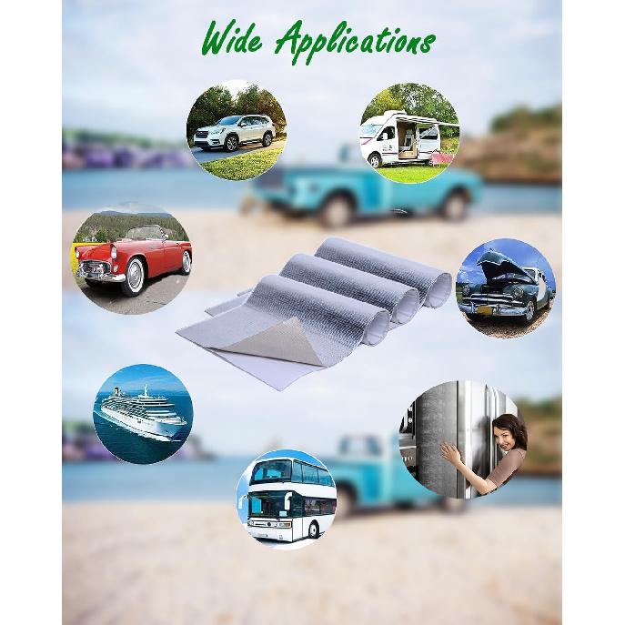 Self Adhesive Heat Shield Material - 12" X 24" Aluminum Backed Aluminized Thermal Barrier Fiberglass Ulation Reflective Material High Temp Protection