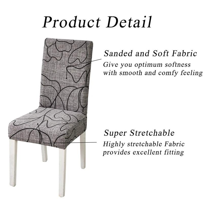 Printed Chair Cover Elastic Kitchen Seat Cover Stretch Spandex Chair Covers for Dining Room Wedding Hotel Banque… More