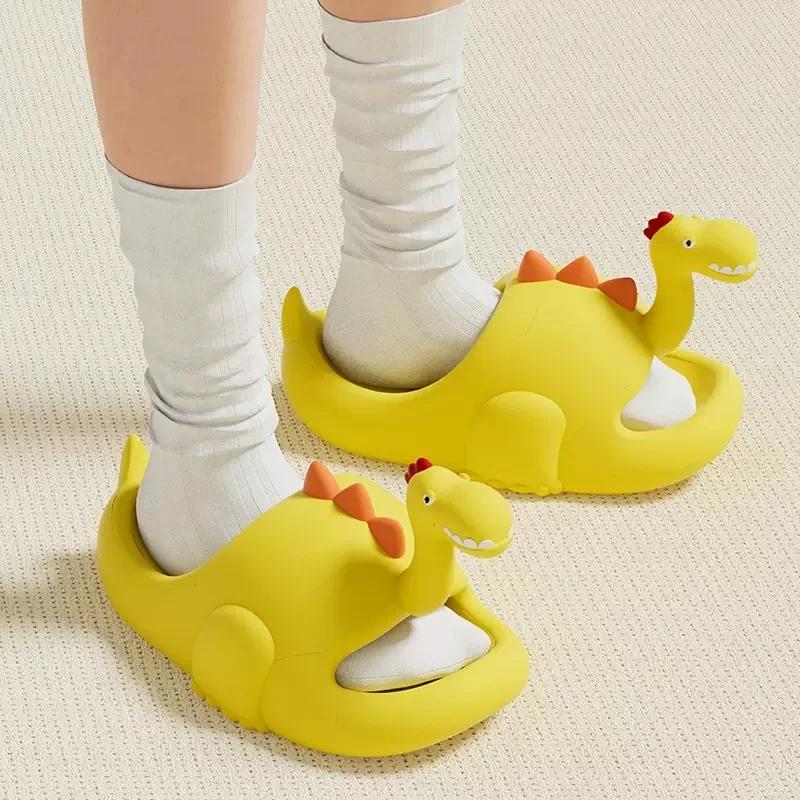 Funny Dinosaur Slippers Women Summer Shoes Casual Comfort Cartoon Slipper Sandals Ladies Home Slides EVA Flip Flops New 2024