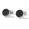 Minimalist Black and Silver Round Cufflinks for Men