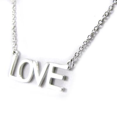 [I3673] - Silver 'Love' Silver Necklace (rhodium-plated) - 22x8 Mm