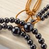 Herren Buddhistische Gebetsperlen, Kyo-Stil, Jodo Shinshu Stil, Ebenholz, 8mm Perlen, Seidenquaste, Paulownia-Holzkästchen
