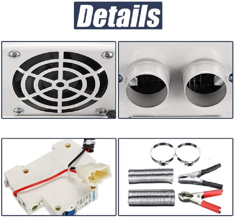 12V/24V 800W Car Heater Kit - High Power Double Outlet 5 Second Fast Heating Defrost for Automobile Windscreen Winter