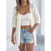 Women's Fashion Jacket Solid Color Short Sleeve Knitted Cardigan Holiday Sunscreen Shirt