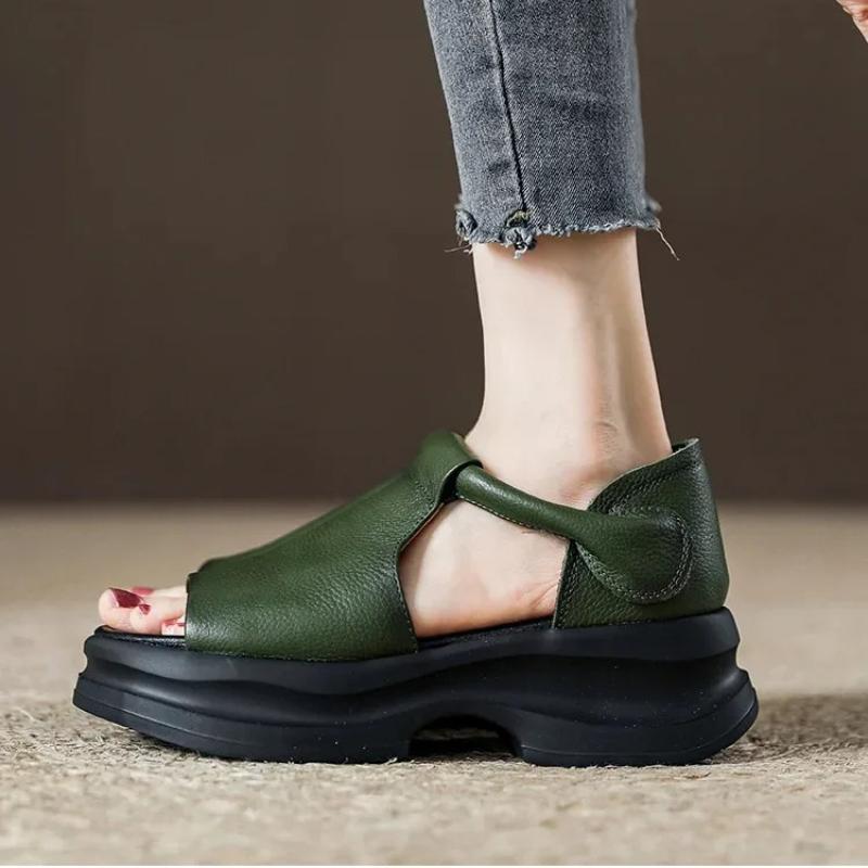 Sandali Moda da Donna con Zeppa Spessa per Aumentare l'Altezza Sandali Versatili Monopezzo con Suola Morbida Retrò