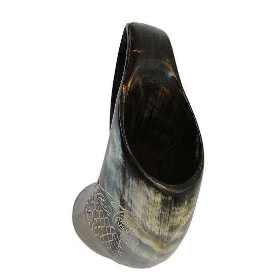 Nautral Horn Mug Set of 4, with Wolf Stamp, Viking Drinkware for PUBG, Hiking Lover, Natural So Can Be Used In Plastic Prohibited Areas.