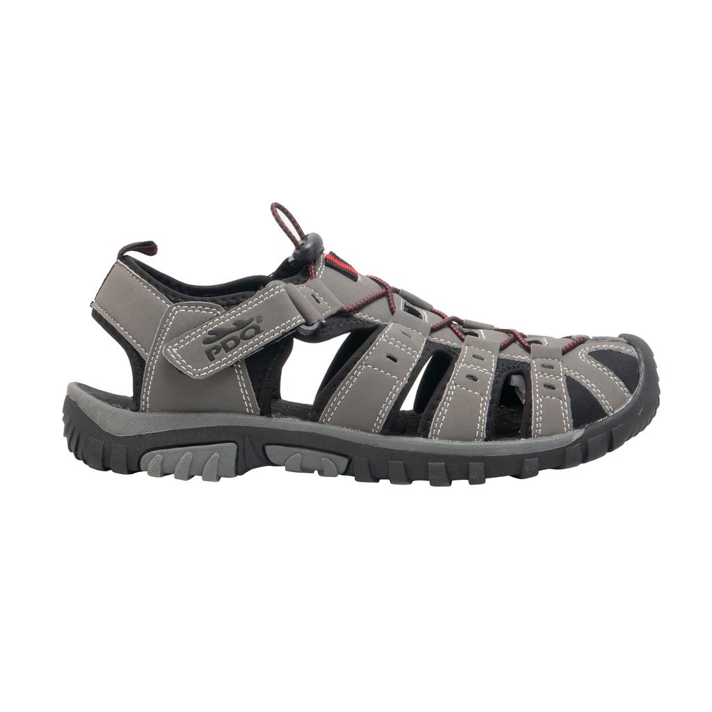 PDQ Mens Toggle & Touch Fastening Synthetic Nubuck Trail Sandals