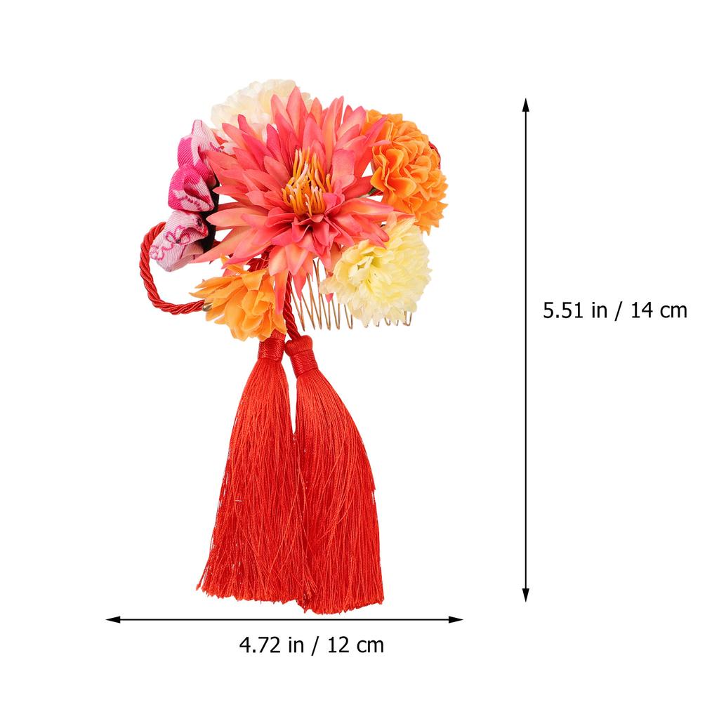 2Pcs Elegant Flower Tassel Hair Combs Japanese Style Wedding Bridal Hairpins Lightweight Headwear for Women Party Bridal Hair