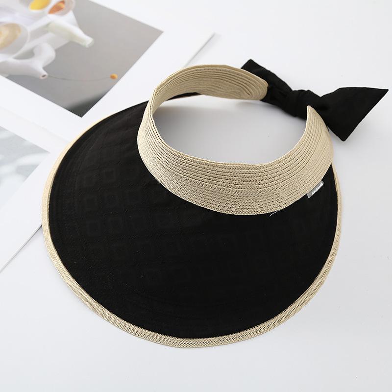 

Солнцезащитная пустая шляпа-цилиндр, женская, защита от ультрафиолета, летняя шляпа от солнца, Корея 2025, новая шляпа с большим карнизом M（56-58cm） чёрный