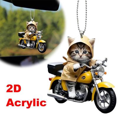 Cute Cat Pendant 2D Acrylic Car Hanging Pendant Rearview Mirror Decoration Tree Window Hanging Decor Gift Home Party Kids Gift