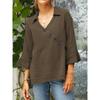 Women's Casual Button V-neck Shirt Top
