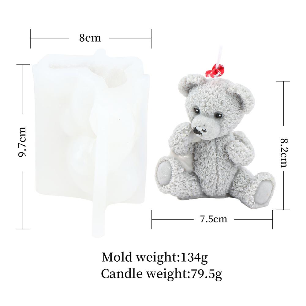 Family Teddy Bear Silicone Mold Craft Scented Candle Soap Plaster Bowtie Bear Family 3D Bears Animal decora