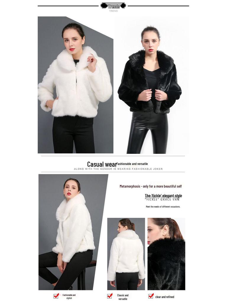 Youthful Mink Fur Coat: Short Style with Fur Collar, European & American Fashion, Women's Warm Outerwear.