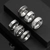 Patterned Matte Chain Rotatable Men's Titanium Steel Ring Set Punk Style Stainless Steel Jewelry Factory