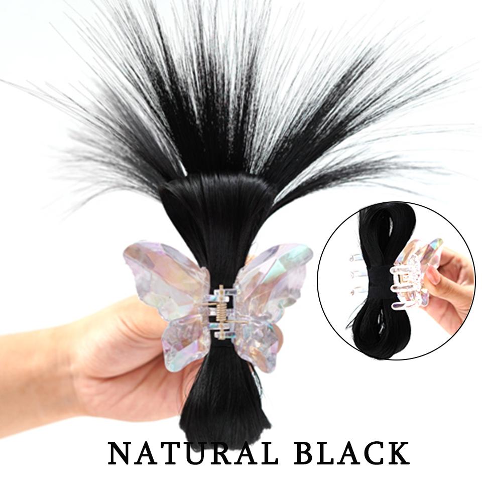 Synthetic Hair Crystal Butterfly Clasp Bun Scrunchie Claw Clip In Hairpiece Hair Extensions Natural Fake Hair Accessories
