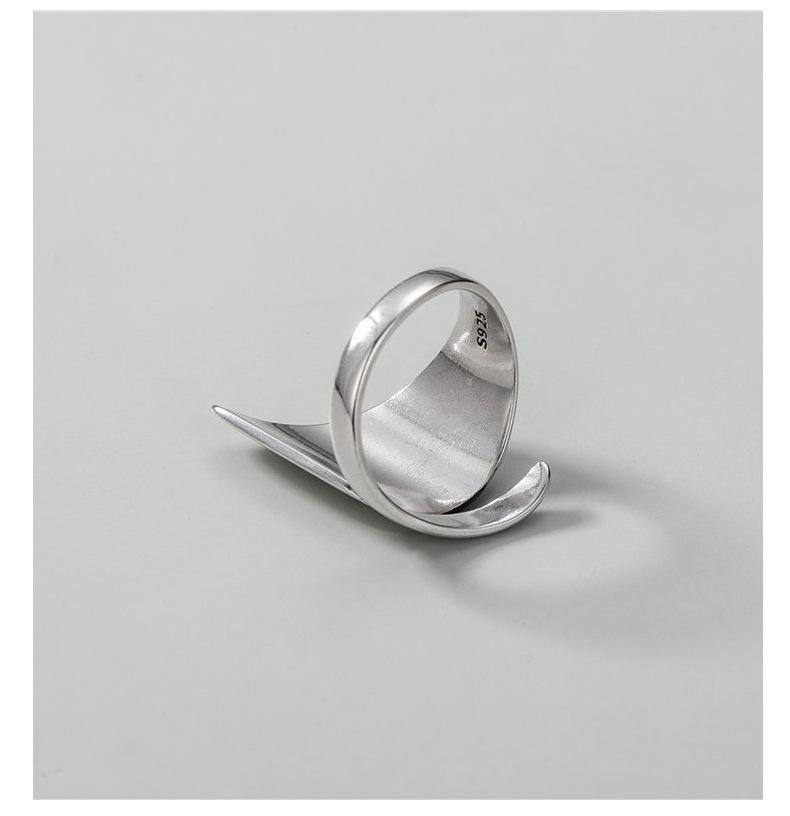 Irregular Polished S925 Sterling Silver Thumb & Index Ring for Women