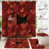 Valentine's Day Romantic Love Printed Bathroom 4-piece Set 180x180 Waterproof Shower Curtain Floor Mat U-shaped Toilet Mat