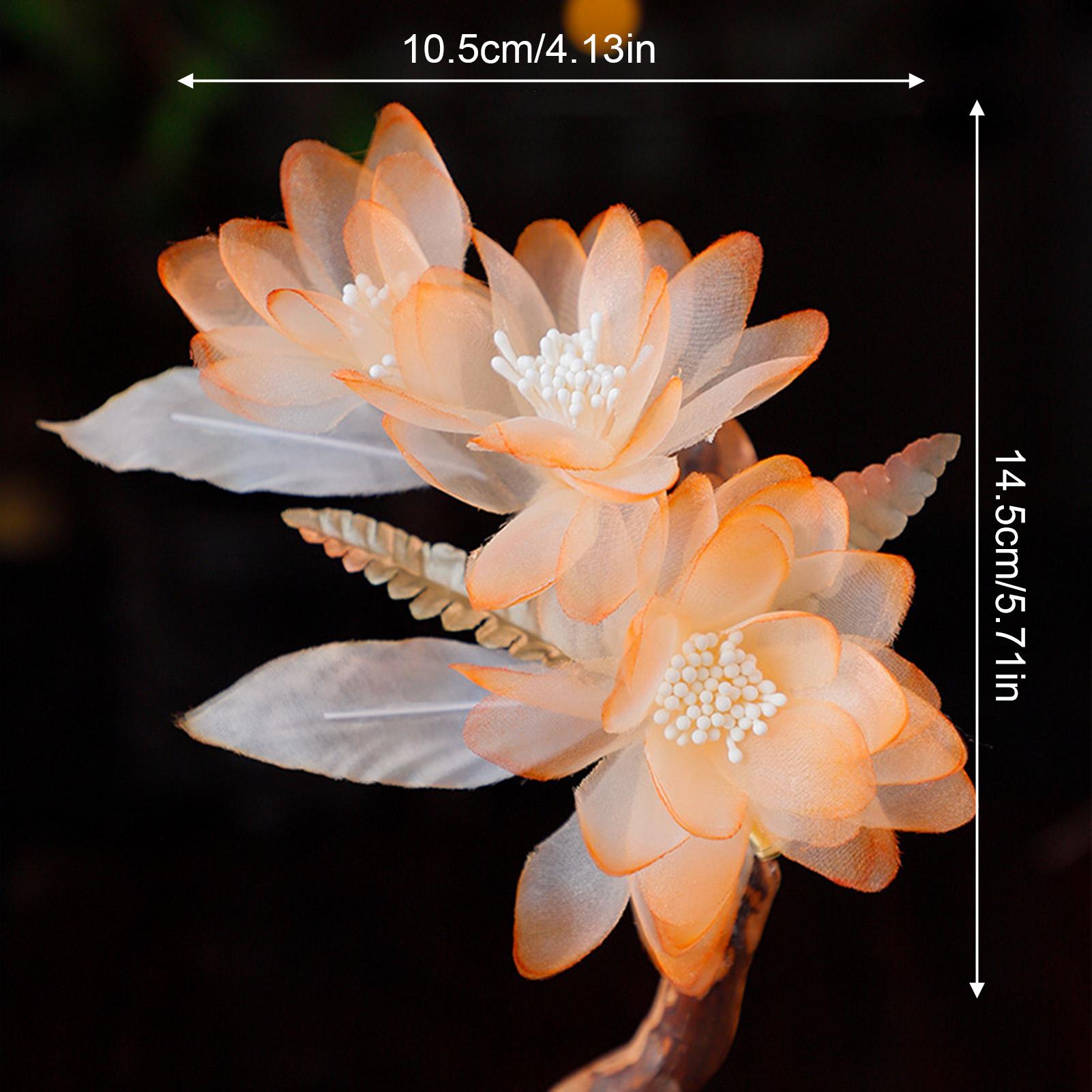 Orange Flower Hair Clip Vintage Flower Hair Clip For Women Floral Hairpin Elegant Exquisite Hanfu Hair Accessories Barrettes