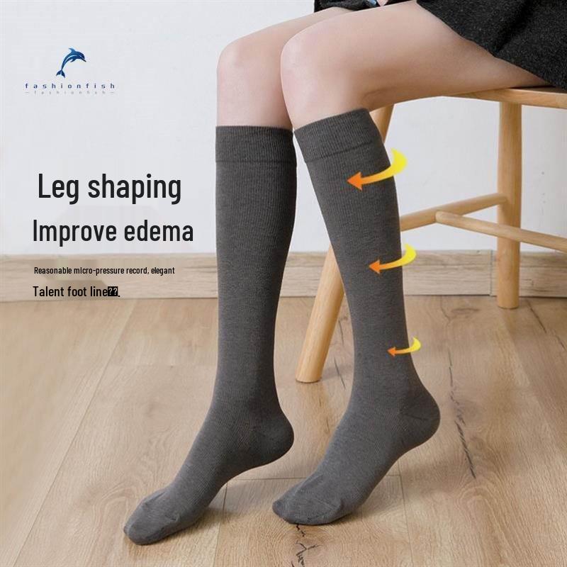 Women's Black Non-Slip Over-the-Knee Latin Dance Socks for Autumn Practice