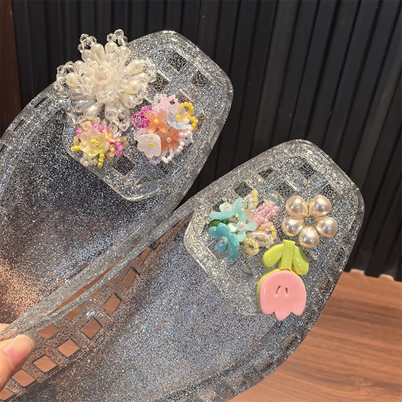 Dopamine  Beaded Jelly Shoes Sandals Accessory Diy Decorative Shoe Flower Slippers Shoe Buckle Accessories