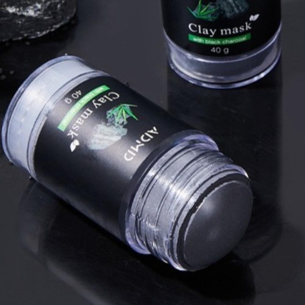 2pcs Deep Adsorption Bamboo Charcoal Mud Mask Stick Oil Absorbing Pore Refining Blackhead Mud Mask Blackhead Removal