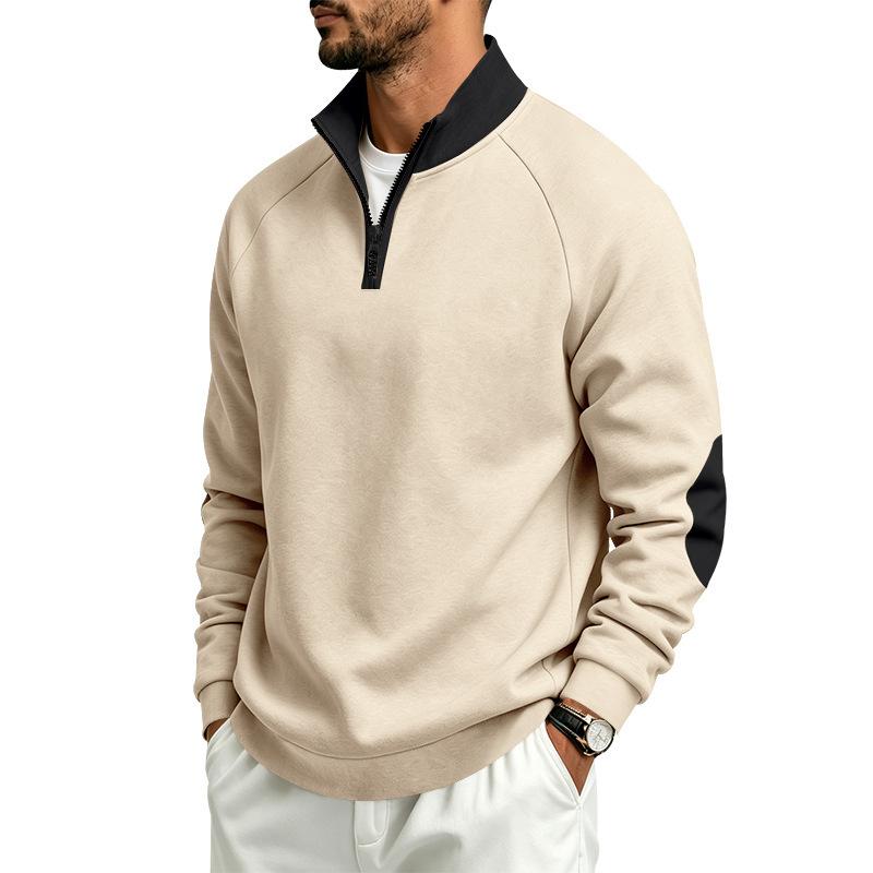 Men S Loose Stand Collar Fleece Zip Up Casual Sweatshirt