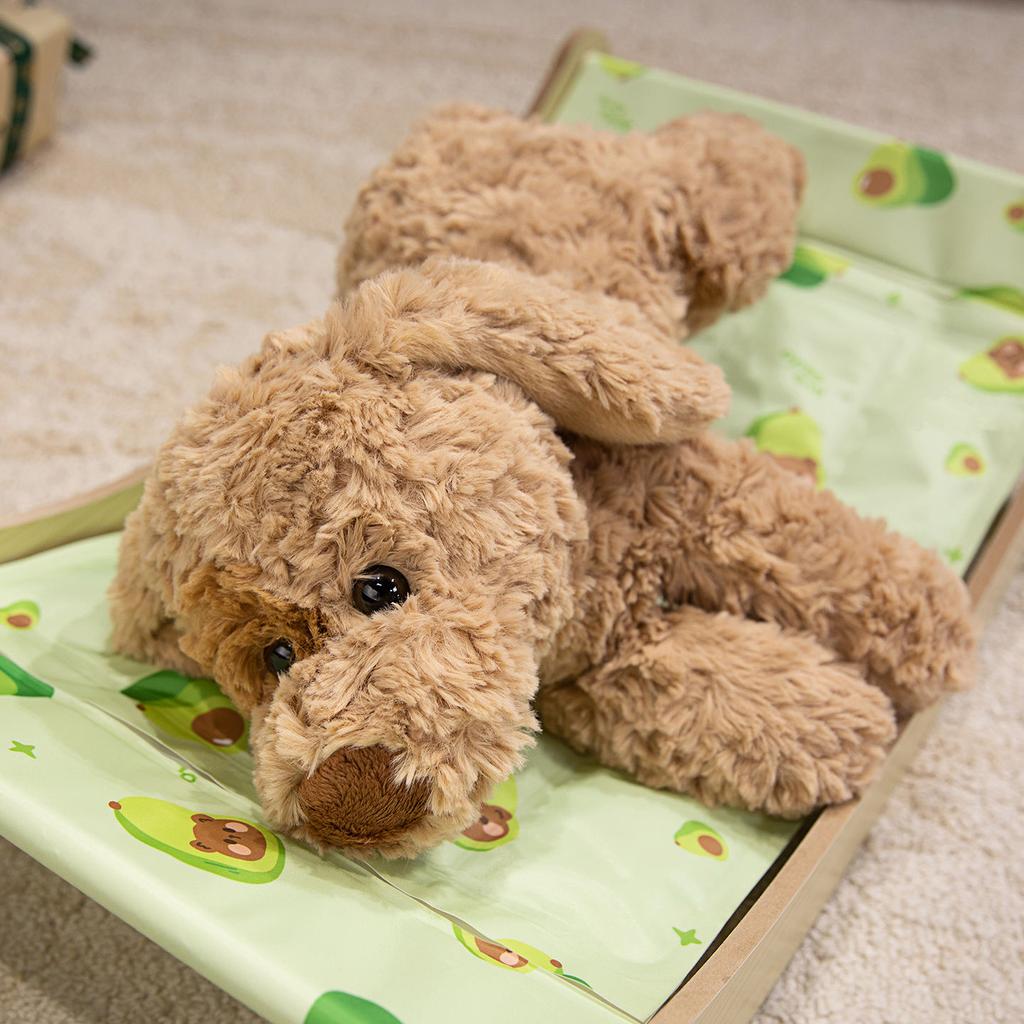 28-47Cm Cartoon High Quality Teddy Dog Plush Doll Pillow Soft Curly Lying Dot Dog Plush Toy Home Decoration Gift For Children
