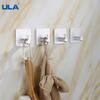1PC Adhesive Wall Hooks Bathroom Robe Hook Wall Hanger for Clothes Hat Coat Handbag Metal Kitchen Rack Bath Accessories