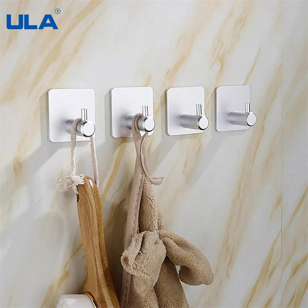 1PC Adhesive Wall Hooks Bathroom Robe Hook Wall Hanger for Clothes Hat Coat Handbag Metal Kitchen Rack Bath Accessories
