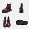 Johnature Versatile Retro Short Boots Thick Sole Genuine Leather Boots Comfortable Women's Shoes