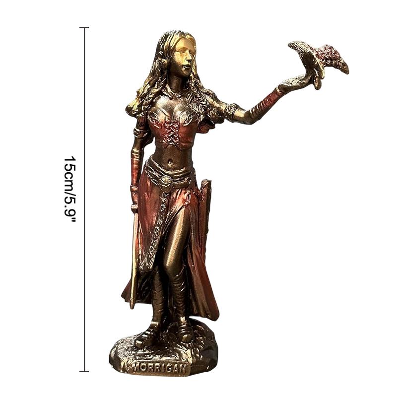 Morrigan Resin Statue Battle Goddess With Crow Mythological Decor Collector Edition For Meditation Room Or Study
